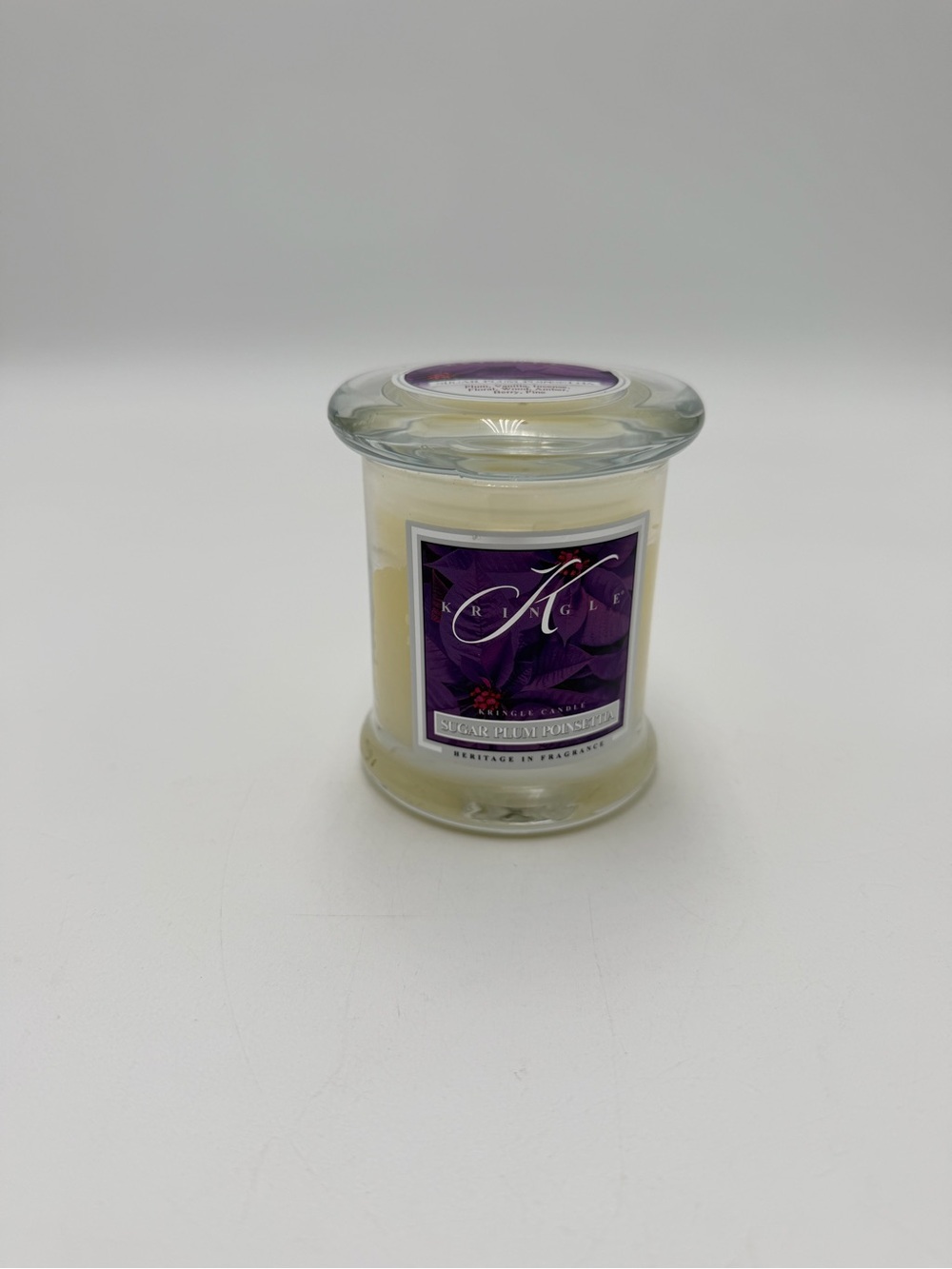 Kringle Candle Sugar Plum Poinsettia 4.5 oz Small Jar Candle Single Wick w/ Lid